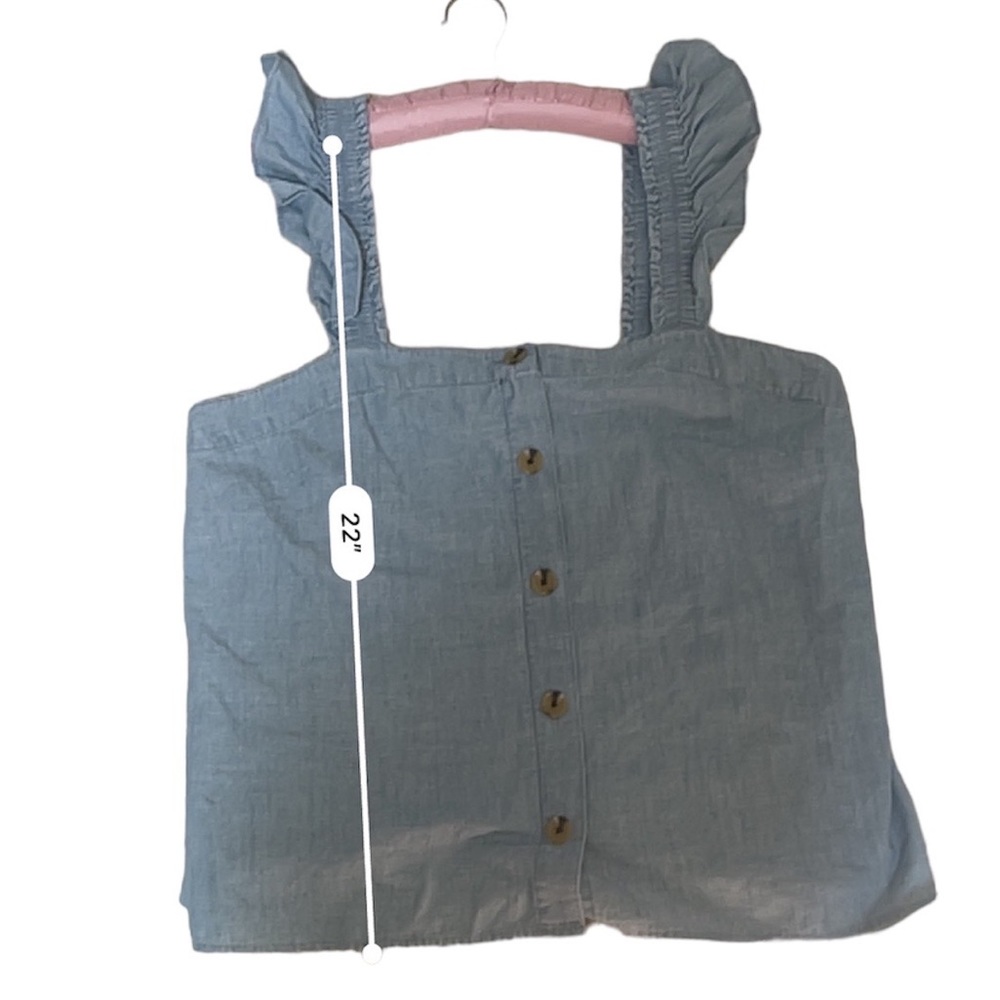 J.Crew Chambray Button-Front Tank Top With Ruffle… - image 8